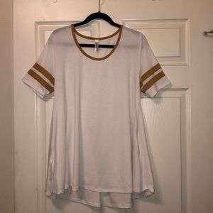 LulaRoe White and Yellow Dress/Oversized Shirt